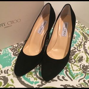 Jimmy Choo suede heels.