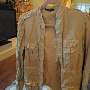 Tan crew neck blazer