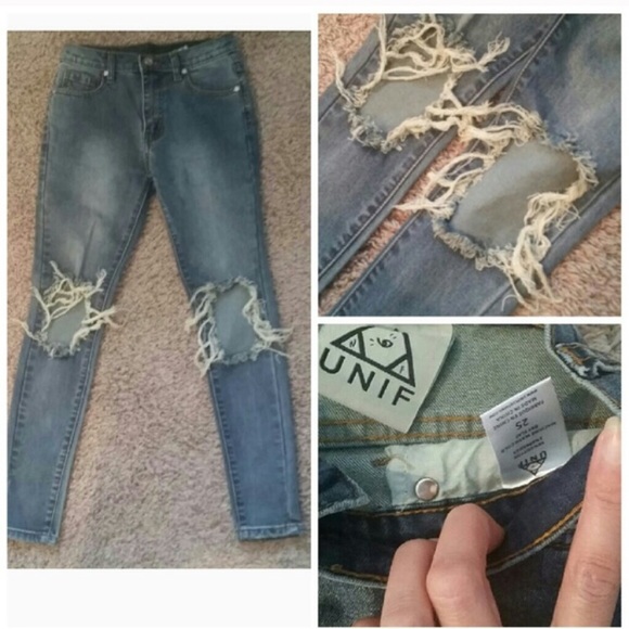 UNIF Peach Pit ripped jeans RARE - Picture 4 of 7