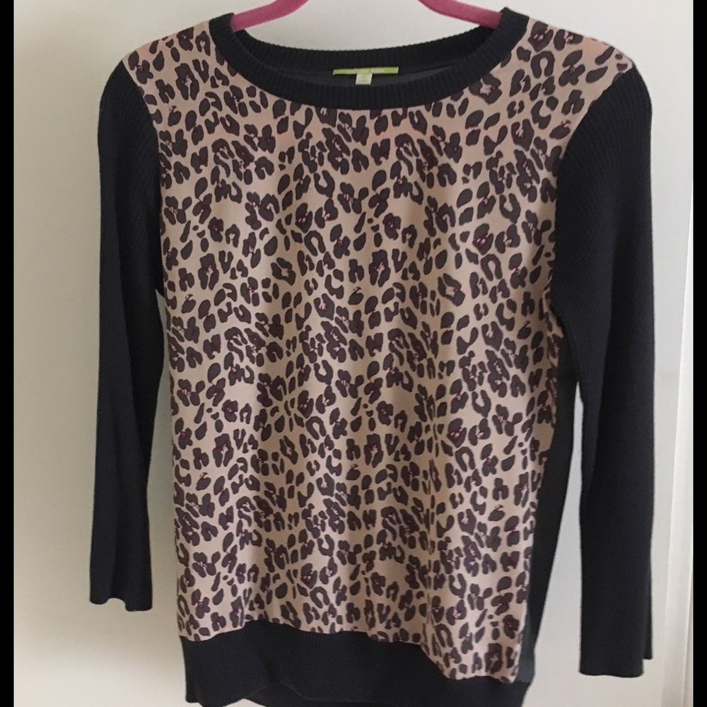 Gorgeous animal print silky inset sweater size S
