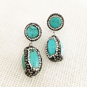 Druzy turquoise stone earrings