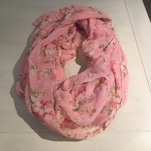 Beautiful Pink Floral Infinity Scarf