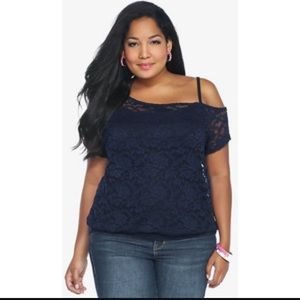 Torrid off the shoulder lace top