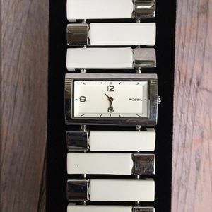 Fossil Women's Silver and White Link Watch