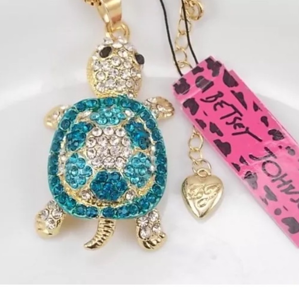 Betsy Johnson Crystal Turtle Necklace