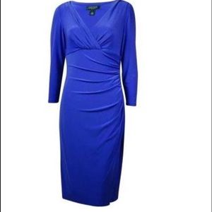 Ralph Lauren 3/4 Sleeves Faux Wrap Jersey Dress