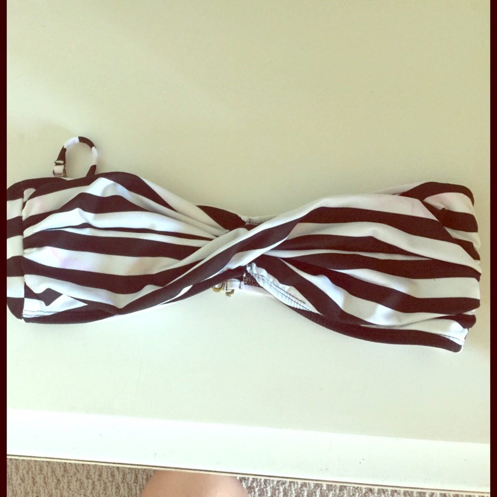 Black & white striped, strapless bathing suit top