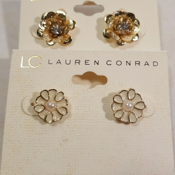 LC Lauren Conrad Jewelry - 2 Pairs LC Lauren Conrad Flower Stud Earrings