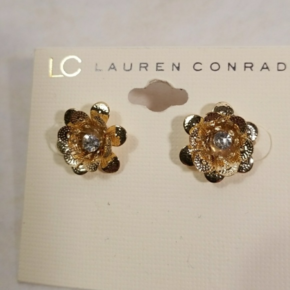 2 Pairs LC Lauren Conrad Flower Stud Earrings - Picture 3 of 4