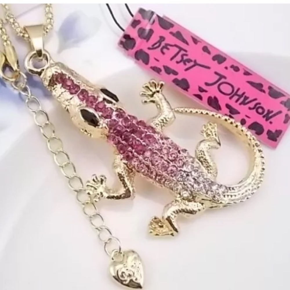 Betsy Johnson Rhinestone Crocodile Necklace