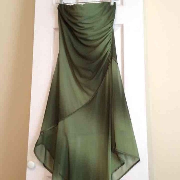 Dresses & Skirts - Sheer green strapless dress with gems