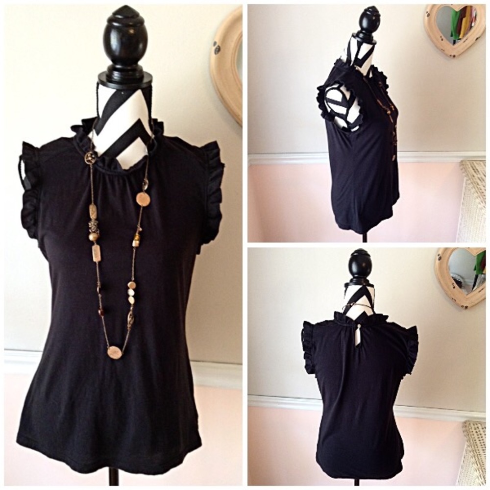 Ric Rac Sweetheart Ruffled Neck Sleeveless Top