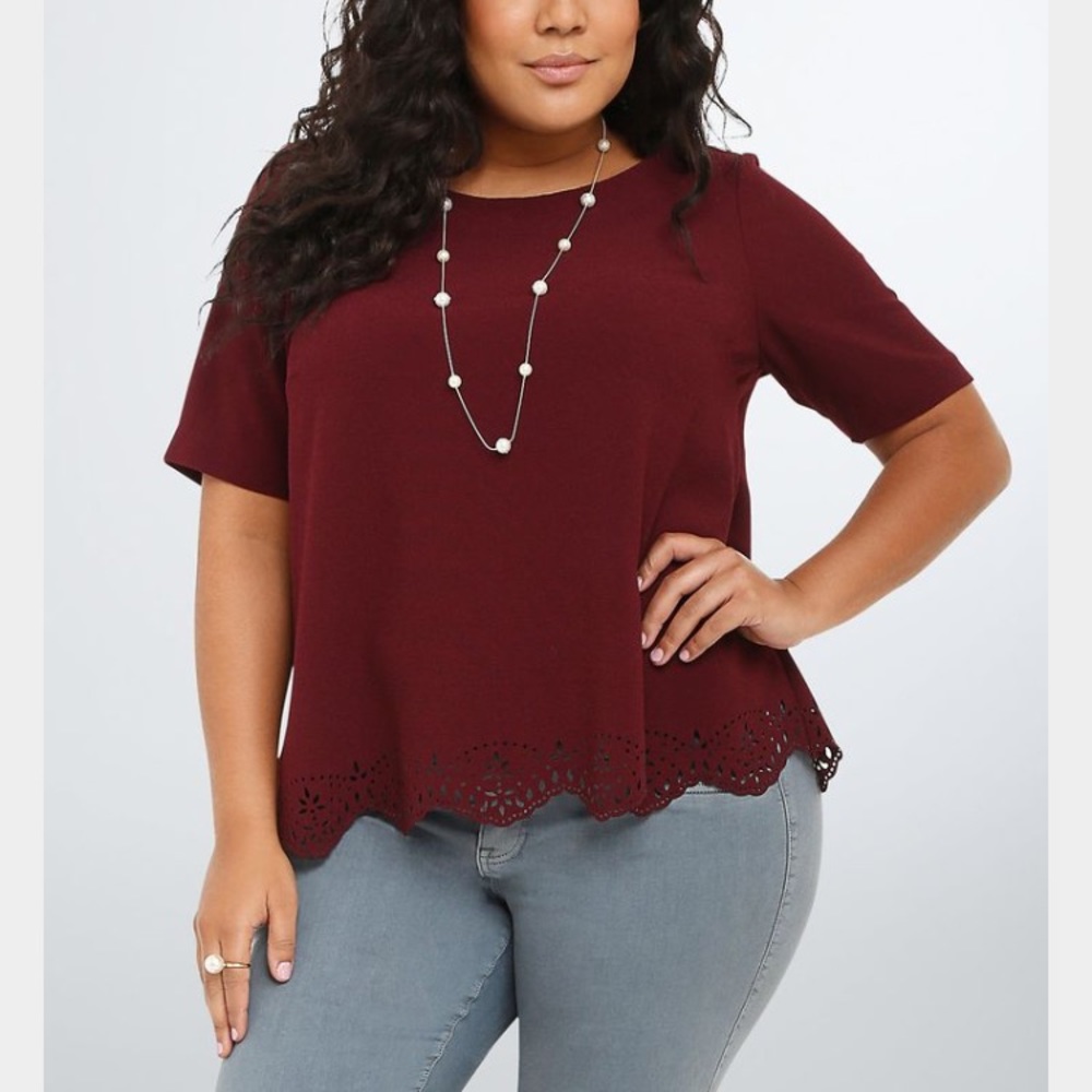 Laser cut crepe top