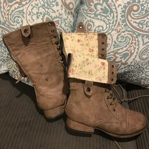Floral combat boots