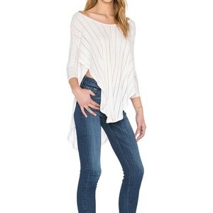 Boho chic ivory top, Astoria split ribbed tee .