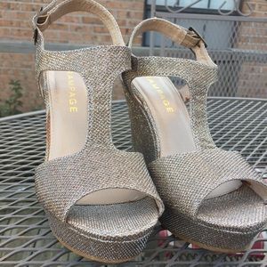 Gold glitter wedges by Rampage