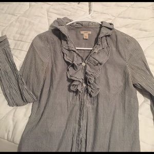 J Crew Striped Button Down Blouse