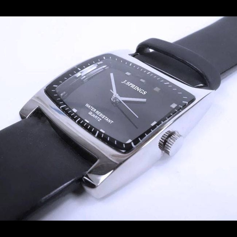 MENS THIN J. SPRINGS / SEIKO BLACK DIAL WRISTWATCH