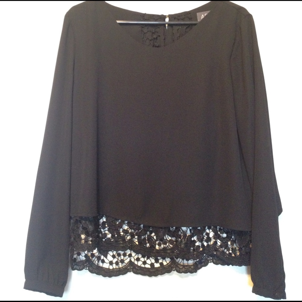 ASTR long sleeve black top
