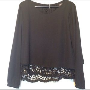ASTR long sleeve black top