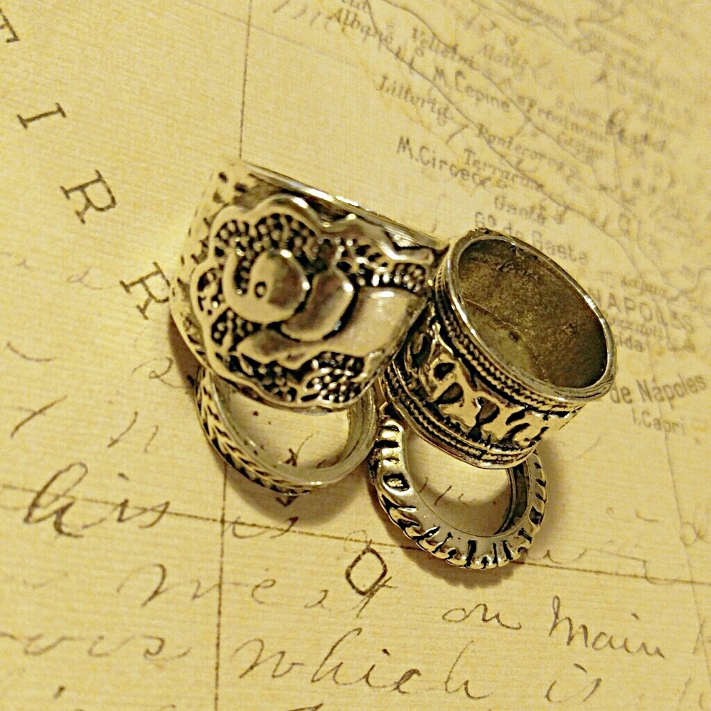 Silver Boho Rings, Elephant - Picture 2 of 4