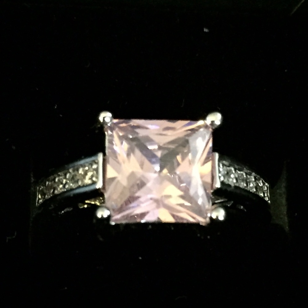 🟢 5/45 Princess Cut Silver 925 Light Pink Ring - Picture 8 of 8