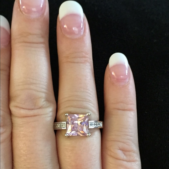 🟢 5/45 Princess Cut Silver 925 Light Pink Ring - Picture 5 of 8