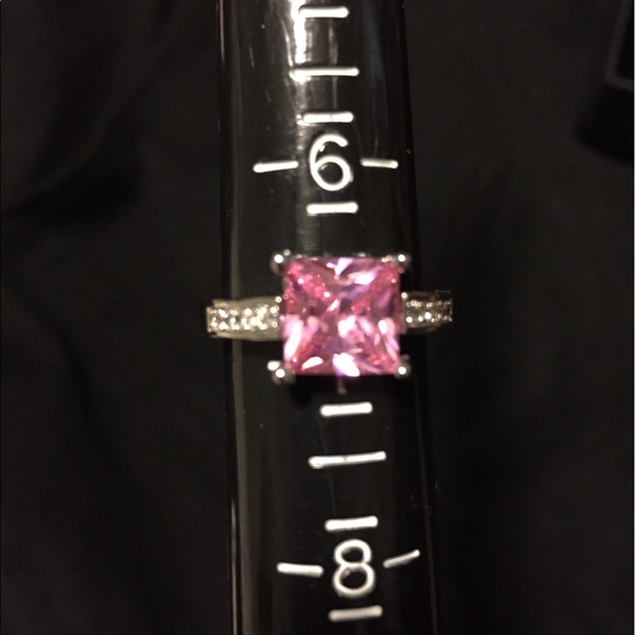 🟢 5/45 Princess Cut Silver 925 Light Pink Ring - Picture 7 of 8