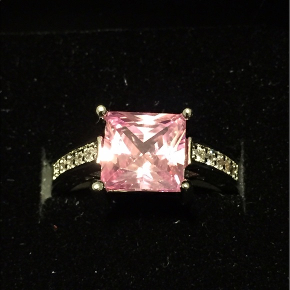 🟢 5/45 Princess Cut Silver 925 Light Pink Ring - Picture 4 of 8