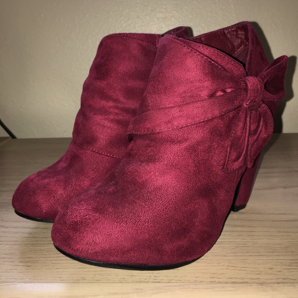 Velvet Maroon Bootie Heels