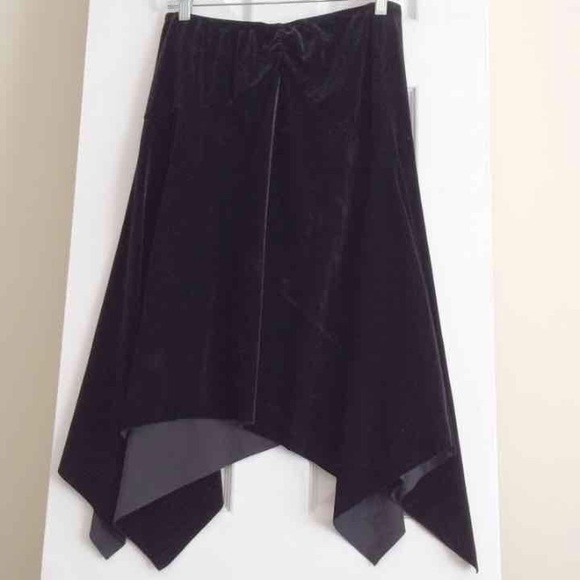 Dresses & Skirts - Black Velvet Handkerchief Hem Rave Skirt