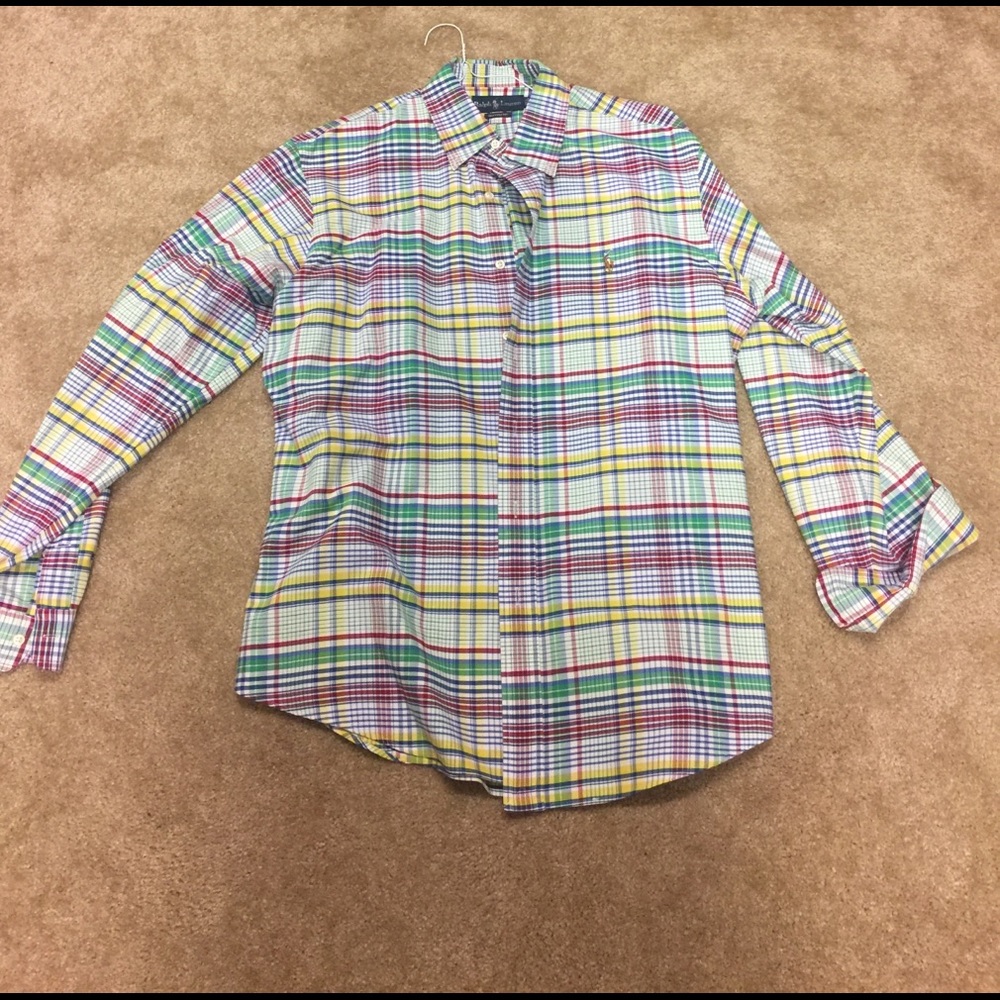 Plaid Polo Men's Button Up dress Shirt