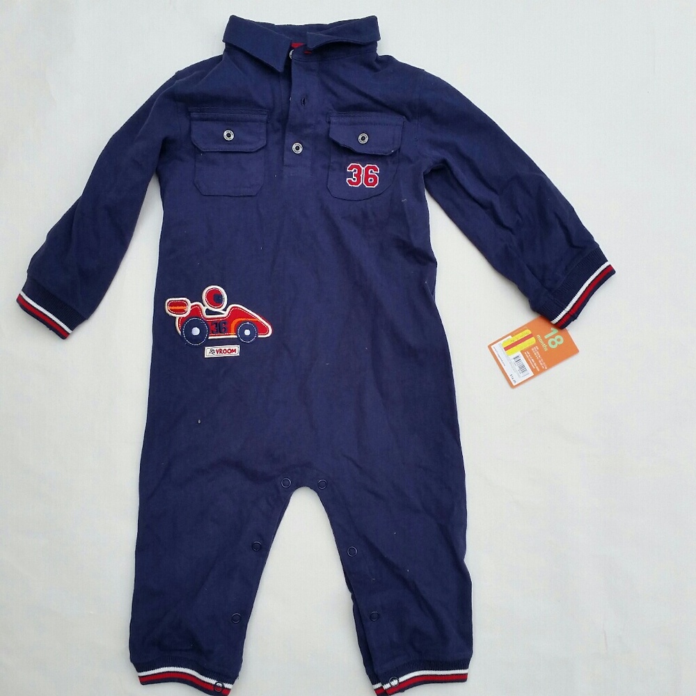 RACE CAR DRIVER IN RED ONESIE by CARTERS for 18M