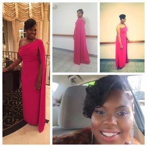 Fushia Cape-Gown and tiered earrings