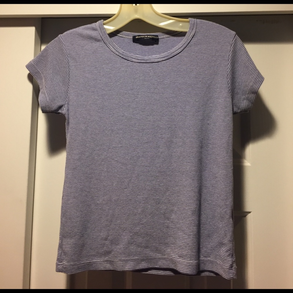 Brandy Melville blue and white striped t-shirt