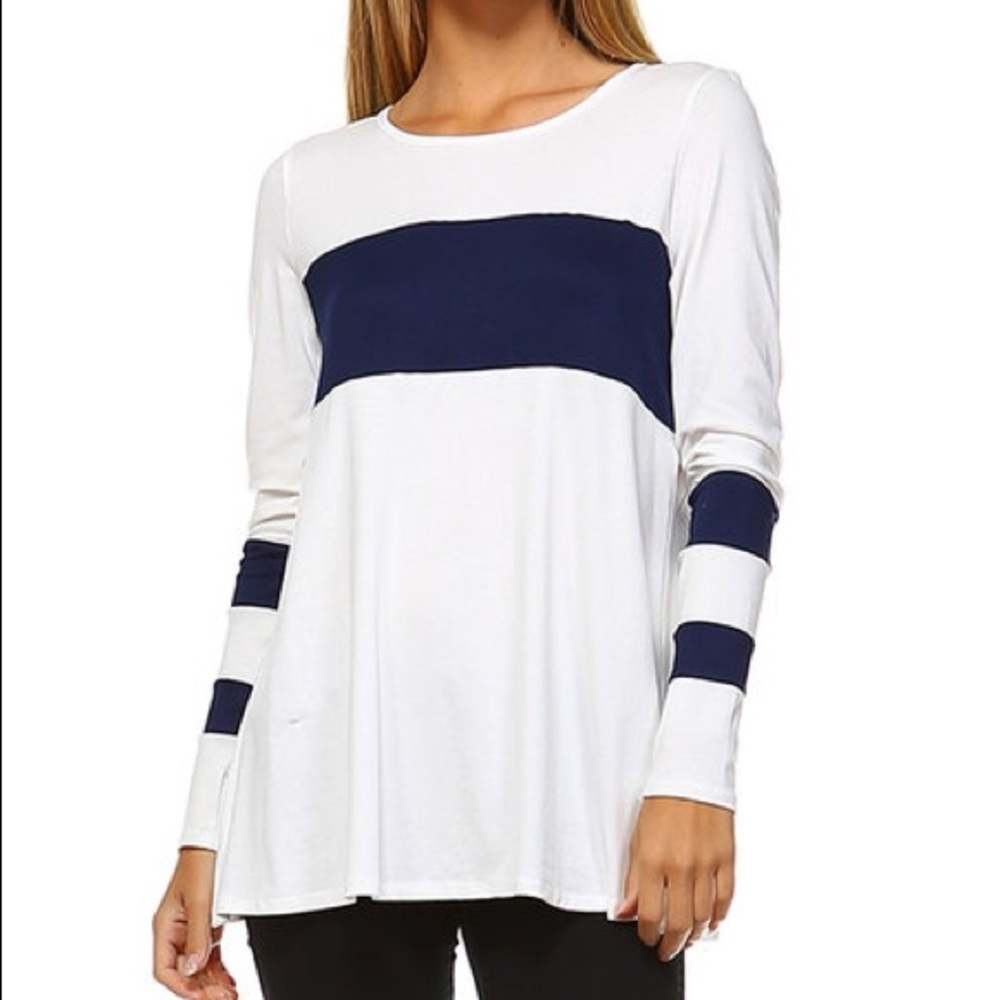 Ten 6 ten white and navy top