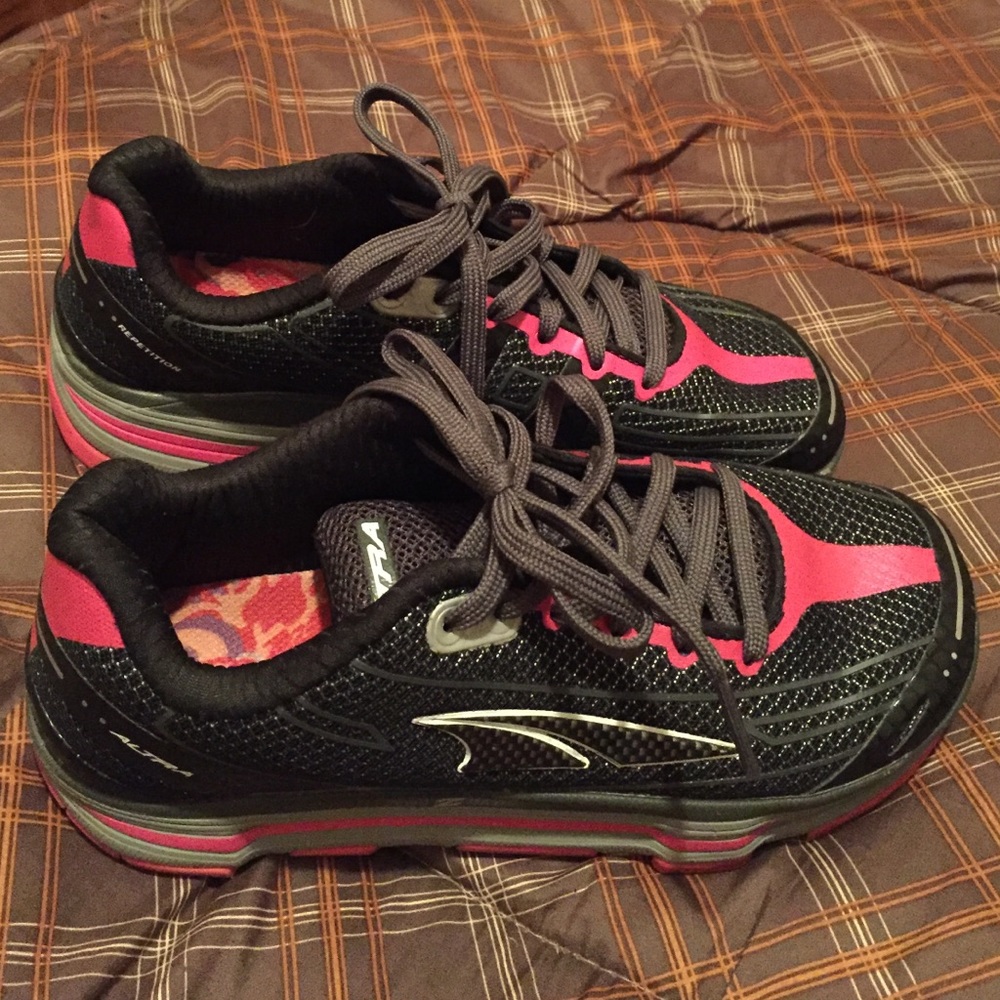 Altra pink and black sneakers