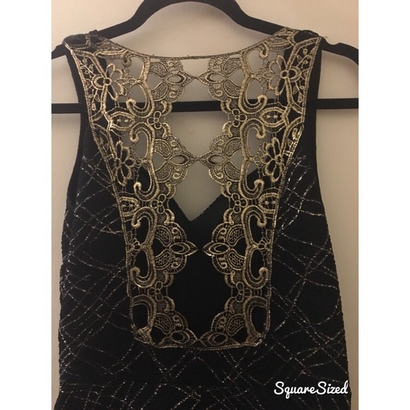 WINDSOR: Black and Gold Cocktail Dress - Picture 3 of 5