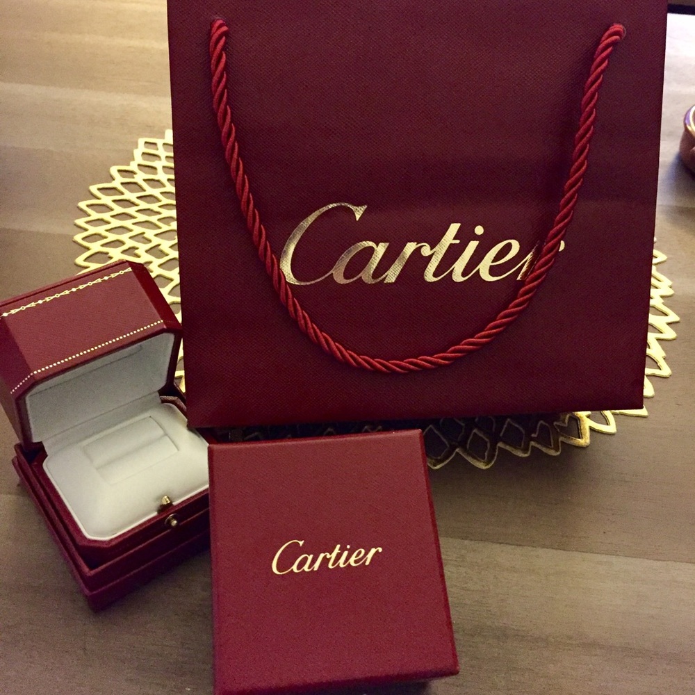 Original, Authentic Cartier ring boxes and bag.