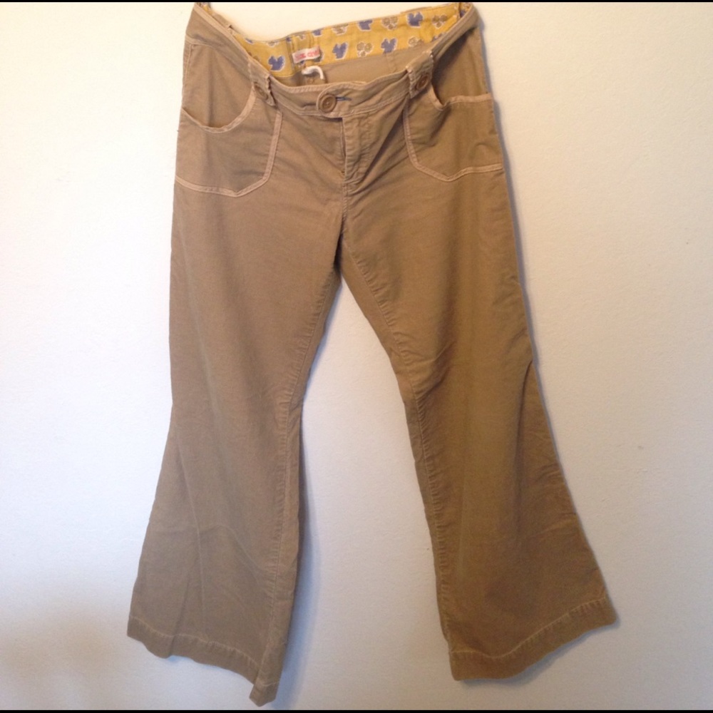 Wide leg khaki color cords