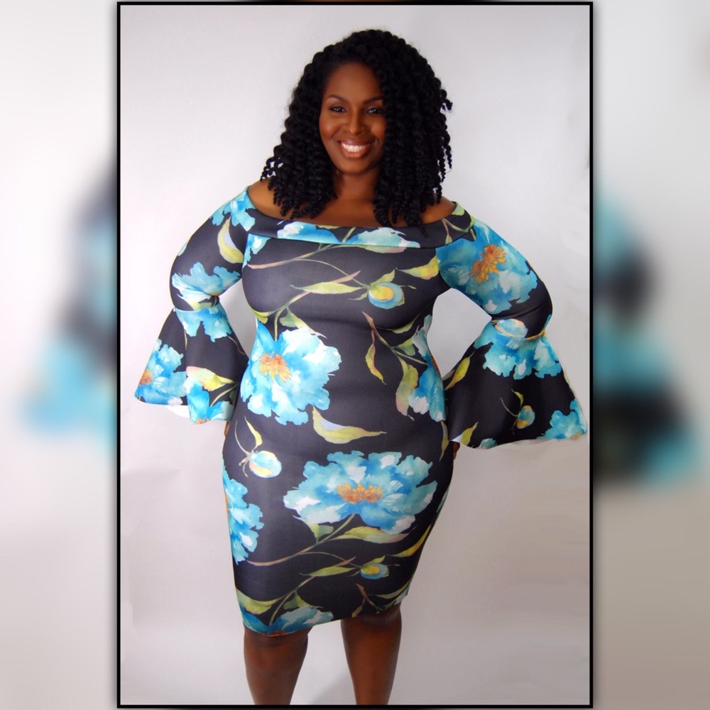 🌹💐SALE Plus Size Flower Scuba Dress🌹💐