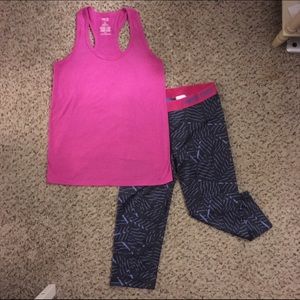 Workout tank and Nike workout capri outfit
