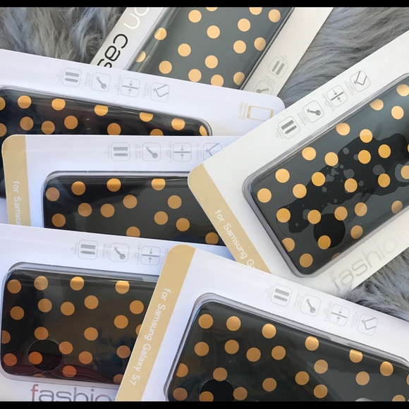 Vivitar Gold Blk Polka Dot Case Samsung Galaxy S7 - Picture 1 of 6