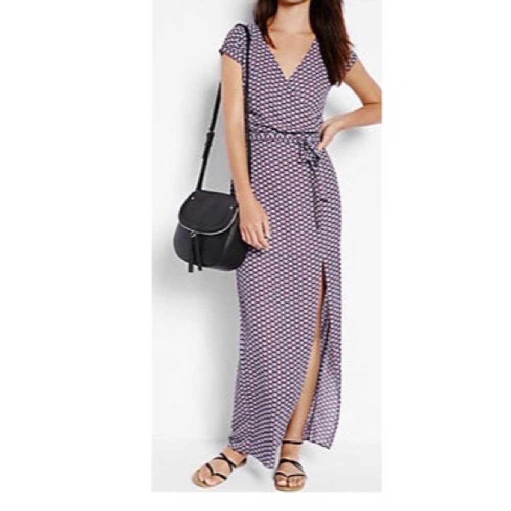 Floral Short Sleeve Surplice Express Maxi Dress