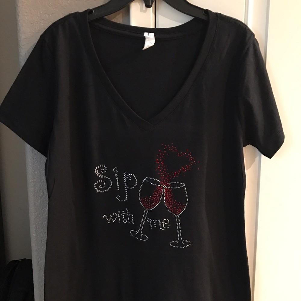 Sip wine with me - woman deep V cut Tee