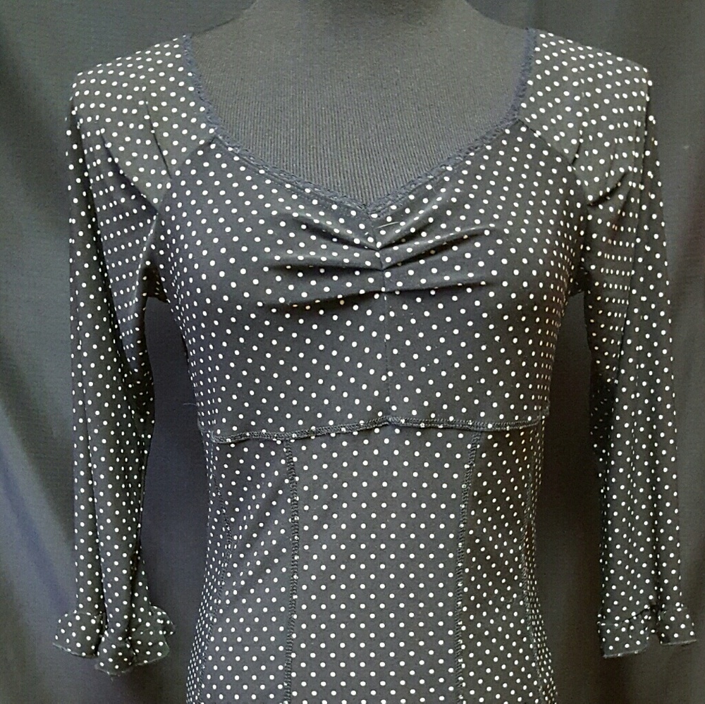 SUSAN LAWRENCE -Pullover Blouce- sz Med -Blk/Wt
