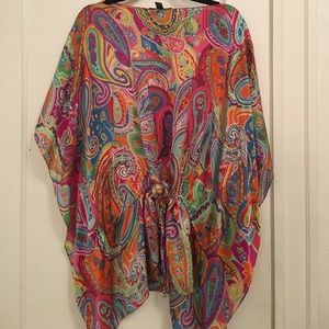 Bright and fun Silk handkerchief blouse.