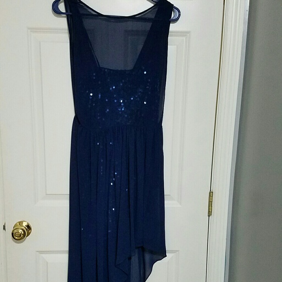 Bcbg navy chiffon dress with sequins - Picture 3 of 5