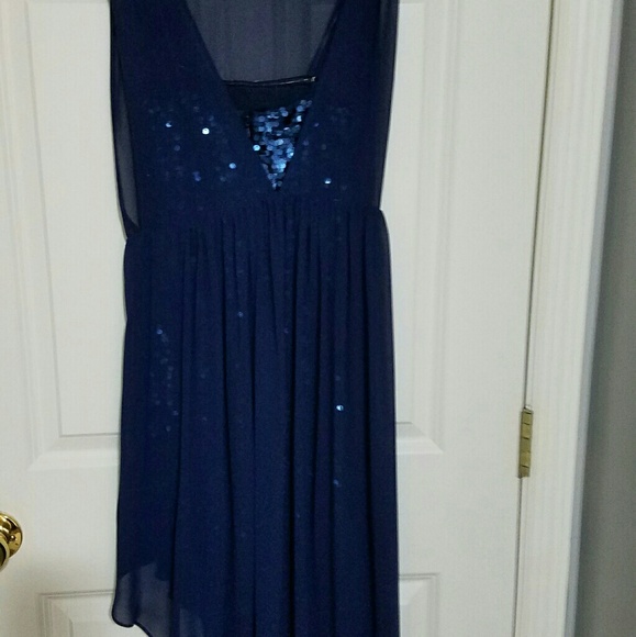 Bcbg navy chiffon dress with sequins - Picture 4 of 5