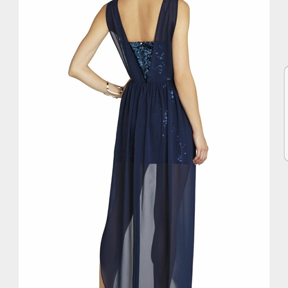Bcbg navy chiffon dress with sequins - Picture 2 of 5